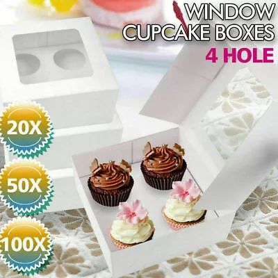 Cupcake Box 2/4/6/12/24 Holes Window Face Muffin Wedding Party Gift Cup Cake Box • $9.89