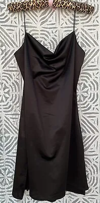 Zaful Forever Young Black Satin Slip Dress Sz XL 10 • $24