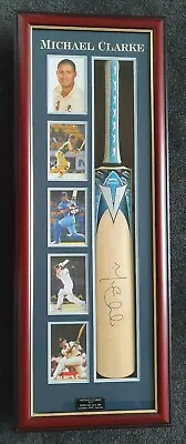 $400 • Buy Michael Clarke Memorabilia - Signed & Framed Full Size Cricket Bat - Certified