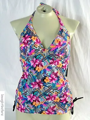 Marie Meili Halter Style Tankini Swimsuit Top Womens Size M Ruched Sides NWT • £8.67