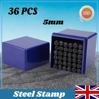 36Pcs 5mm Steel Metal Punch Letter & Number Stamp Stamping Kit Set W/ Case • £11.99