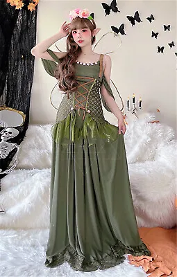 Medieval Women Fantasy Fairy Dress Renaissance Elf Cosplay Halloween Costume • $35.09