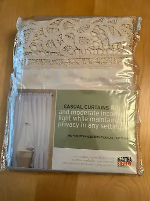 New Martha Stewart Set Of 2 Drapery Natural Battenberg Curtain Panels 80” X 63” • $35.99