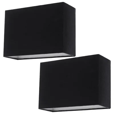 Litecraft Light Shade 28cm Easy Fit Rectangular Box Lampshade In Black - 2 Pack  • £19.99