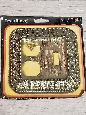 NOS Vintage Deco Room Outlet Switch Plate Cover Heavy Embossed Brass 1970s • $18.23