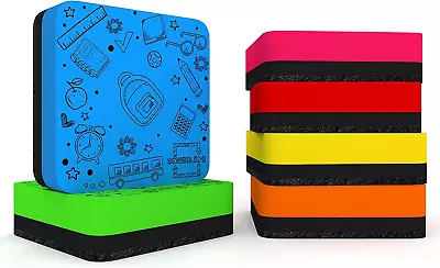 6 Pack Dry Erase Erasers Assorted Colors Magnetic Whiteboard Erasers For Kids An • $10.36