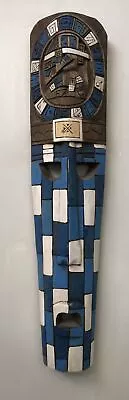 21-in Mayan Calendar Wood Wall Mask Unique Home Decor Blue White • $38.95