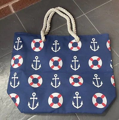 Large Nautical Beach Bag With Rope Straps • £15