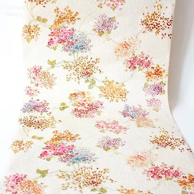 £76.69 • Buy Full Roll Of FRENCH Vintage 1950s Beige Wallpaper With Colourful Flower Sprays