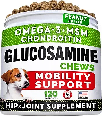 Glucosamine For Dogs 120 Soft Chews Omega 3 Msm Hip And Joint Supplement • $39