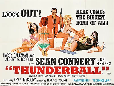 Home Wall Print - Vintage Movie Poster - JAMES BOND THUNDERBALL - A4A3A2A1 • £14.99