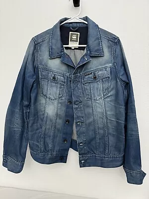 G STAR RAW Slim Tailor Distressed Type III Medium Wash Denim Jacket Size Medium • $59.99