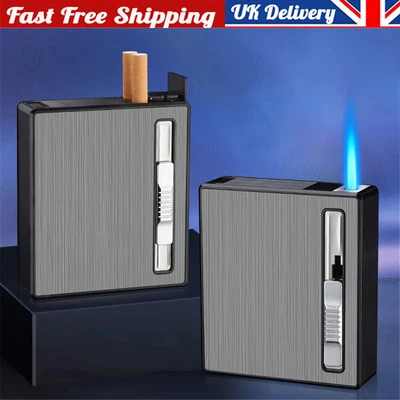 £0.11 • Buy 20-Cigarette Pop Up Case Metal Jet Flame Windproof Powerful Cigar Gas Lighter