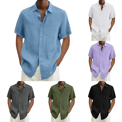 Mens Short Sleeve Dress Shirts Wrinkle Free Solid Casual Button Down Shirts • $22.31