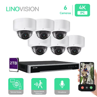 LINOVISION 8CH PoE IP Security Camera System With  (6) 4K Network Dome Cameras • $799.99