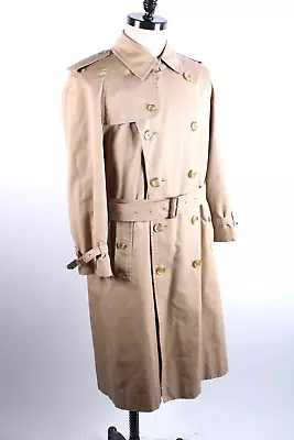 Vintage Burberry Khaki Cotton Rain Trench Coat Mens Size US 40 Long • $149.95