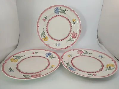 Set Of 3 Villeroy & Boch Jardin D'Alsace Fleur Dinner Plates - Heavy Wear • $56