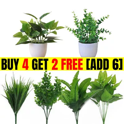 Indoor Outdoor Artificial Plants Fake Flower Leaf Foliage Bush Home Garden Decor • £2.95