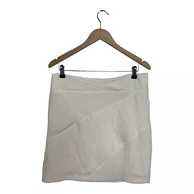 £24.95 • Buy REISS Cream Skirt Size 12 Womans A-Line Short Chiffon Pleats Designer Lined
