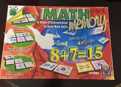 Math Memory Game 1997 Addition Subtraction Multiplication Homeschool Educational • $18