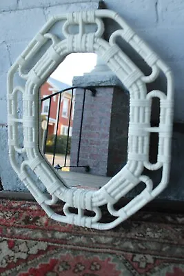 Vintage Octagonal Oval Bamboo Mirror 17  X 14  Pretty! • $29.97