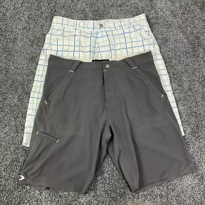 Lot Of 2 Oakley Golf Shorts Mens 34 Plaid Gray Chino Outdoor Casual Poly Blend • $19.99