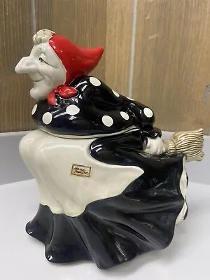 VINTAGE COOKIE JAR * Witch Fitz And Floyd 1979 RARE Halloween Decor • $249