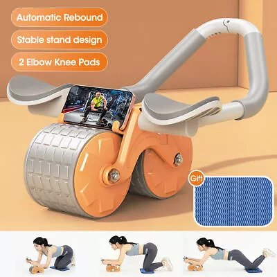 Core Trainer Ab Plank Abdominal Roller Wheel Elbow Support Automatic Rebound Pad • £9.99