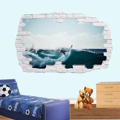 £15.99 • Buy Waves Surfing Board Surf Wall Stickers 3d Art Mural Room Office Shop Decor Sd8