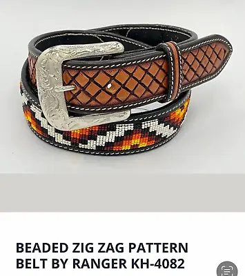 100% Genuine Leather Belt With Amazing Beaded Work Throughout Pick Your Size NWT • $34.99