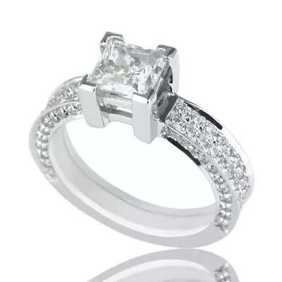 2 Carat Gorgeous Princess Cut Diamond Engagement Ring D/VS2 14K White Gold • $3956