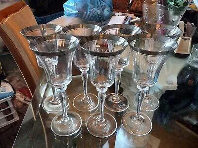 7 Mikasa Palatial Platinum Water / Wine Goblets  • $250