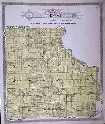 1916 Plat Map ~ THOMAS Twp. SAGINAW Co. MICHIGAN (15x17) • $45.95