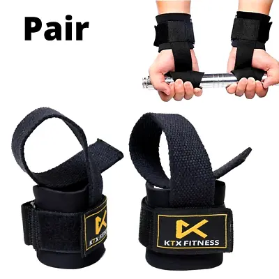 Weight Lifting Wrist Workout Gym Training Straps Power Hand Grip Support Padded • £7.89