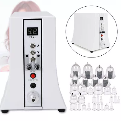 32 Cups Vacuum Therapy Breast Enlargement Butt Lift Body Massage Beauty Machine • £119.43