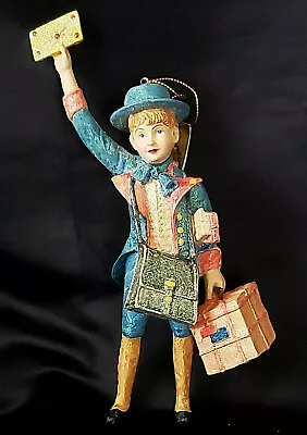 Rare Vtg. Mark Roberts Victorian Holiday 'mail Carrier Boy' Christmas Ornament • $80