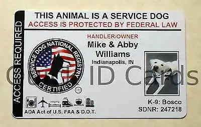 $19.95 • Buy Custom ID Card / Badge For Service Dog Certified Working Dog Service Animal #11