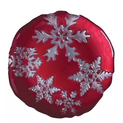 Vietri - Snowflake Salad Plate - Red • $20