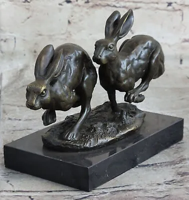 Vienna Bronze Museum Quality Bunny Rabbits Bronze Sculpture Statue Gift Artwork • $154.50