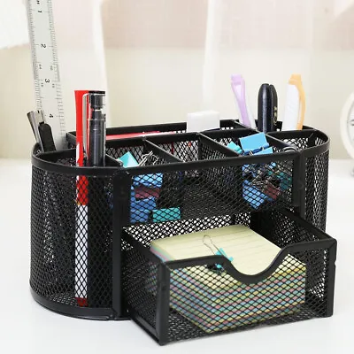 Black Pen Holder Mesh Desk Stationary Organiser Tidy Desktop Accessories • $16.89