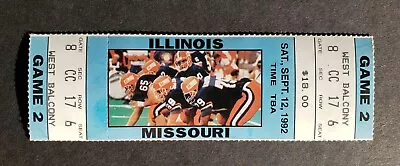 Illinois Vs Missouri 1992 Unused College Football Ticket  • $25