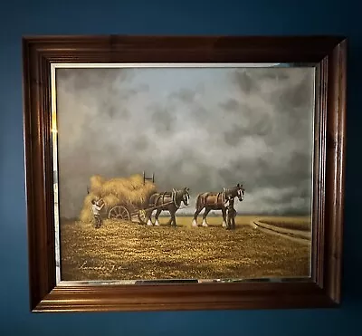 Vintage Signed Horse And Cart Oil Painting • £120