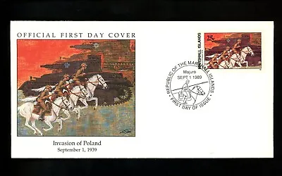Postal History Marshall Islands #239 FDC WWII Invasion Of Poland 1989 Majuro • $4.49