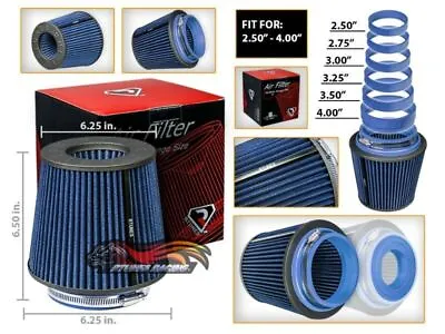 BLUE 2.5 -4.0  Inlet Universal Cold Air Intake Cone Adjustable Size Dry Filter • $26.99