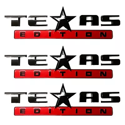 3PC TEXAS EDITION EMBLEM Black+Red CHEVY SILVERADO SIERRA CAR UNIVERSAL DECAL • $22.86