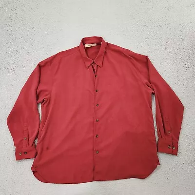 Tommy Bahama Shirt Mens XXL 2XL Red Button Up Long Sleeve Silk Casual • $9.50