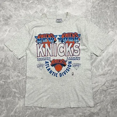 VTG 90s NBA NEW YORK KNICKS LOGO T-SHIRT SIZE L ALL SPORT MADE IN USA • $72