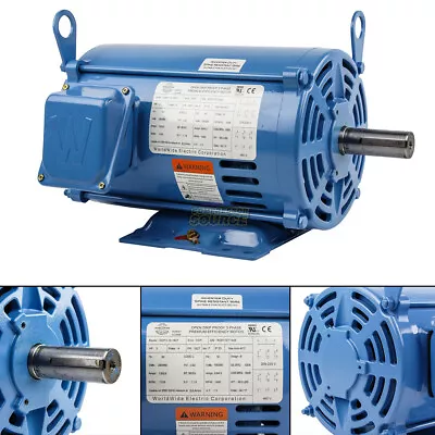 3 HP 3 Phase Electric Motor 1800 RPM 182T Frame ODP Open Drip Proof  230/460V • $429.95