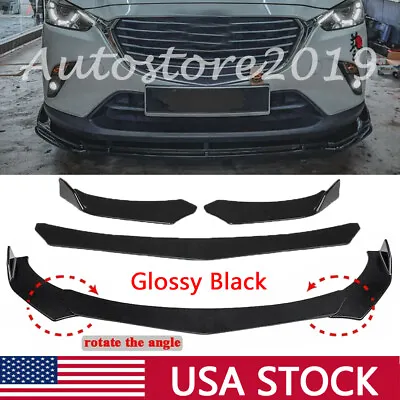 $45.95 • Buy For Mazda CX-3 CX-5 2013-2022 Glossy Black Front Bumper Lip Splitter Body Kit