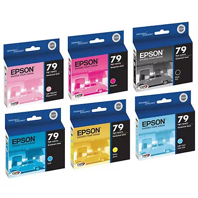 6 Genuine Epson 79 (T079) Ink Cartridges For Stylus 1400 And Artisan 1430 • $63.50